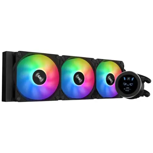 SAMA SM360 Black Adjustable Liquid Cooler LCD Display Screen with 3x120mm Addressable ARGB PWM Silent Fan 360mm AIO Radiator