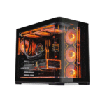 SAMA 2851 ATX Mid-Tower PC Gaming Case, High-Airflow, Sturdy Curved Tempered Glass Front, 4 ARGB PWM Fan Pre-installed with Fan Hub, Black