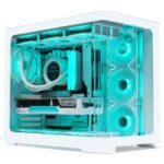 SAMA 2851 ATX Mid-Tower PC Gaming Case, High-Airflow, Sturdy Curved Tempered Glass Front, 4 ARGB PWM Fan Pre-installed with Fan Hub, White