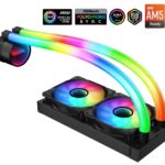 SAMA PS240 Black AlO Liquid Cooler 240mm ARGB CPU Radiator with nfinity Mirror PWM Fans ARGB Effects Tube Water Cooler