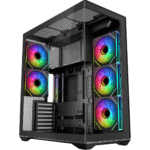 SAMA V Cool Black Steel / Tempered Glass USB3.0/Type C ATX Full Tower Gaming Computer Case w/5 x ARGB Fans (Pre-Installed)