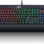 Redragon K550 RGB Gaming Keyboard, 104 Keys + 12 Macro G Keys Wired Mechanical Keyboard w/Aluminum Top Plate, Custom Clicky Purple Switch, Extra USB Port & Wrist Rest