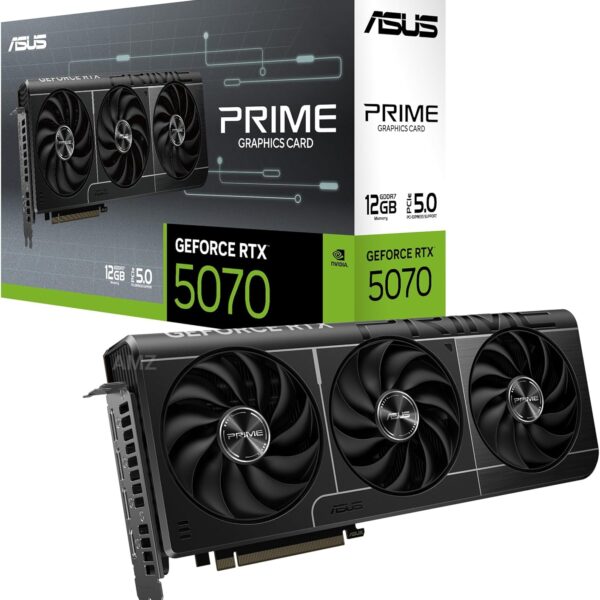 ASUS Prime GeForce RTX 5070 12GB GDDR7 Graphics Card The SFF-Ready (PCIe 5.0, 12GB GDDR7, HDMI/DP 2.1, 2.5-Slot, Axial-tech Fans, Dual BIOS)