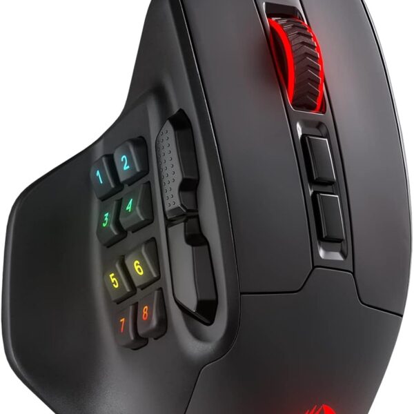 Redragon M811 Aatrox MMO Gaming Mouse, 15 Programmable Buttons Wired RGB Mouse w/Ergonomic Natural Grip Build, 10 Side Macro Keys, Software Supports DIY Keybinds & Backlit